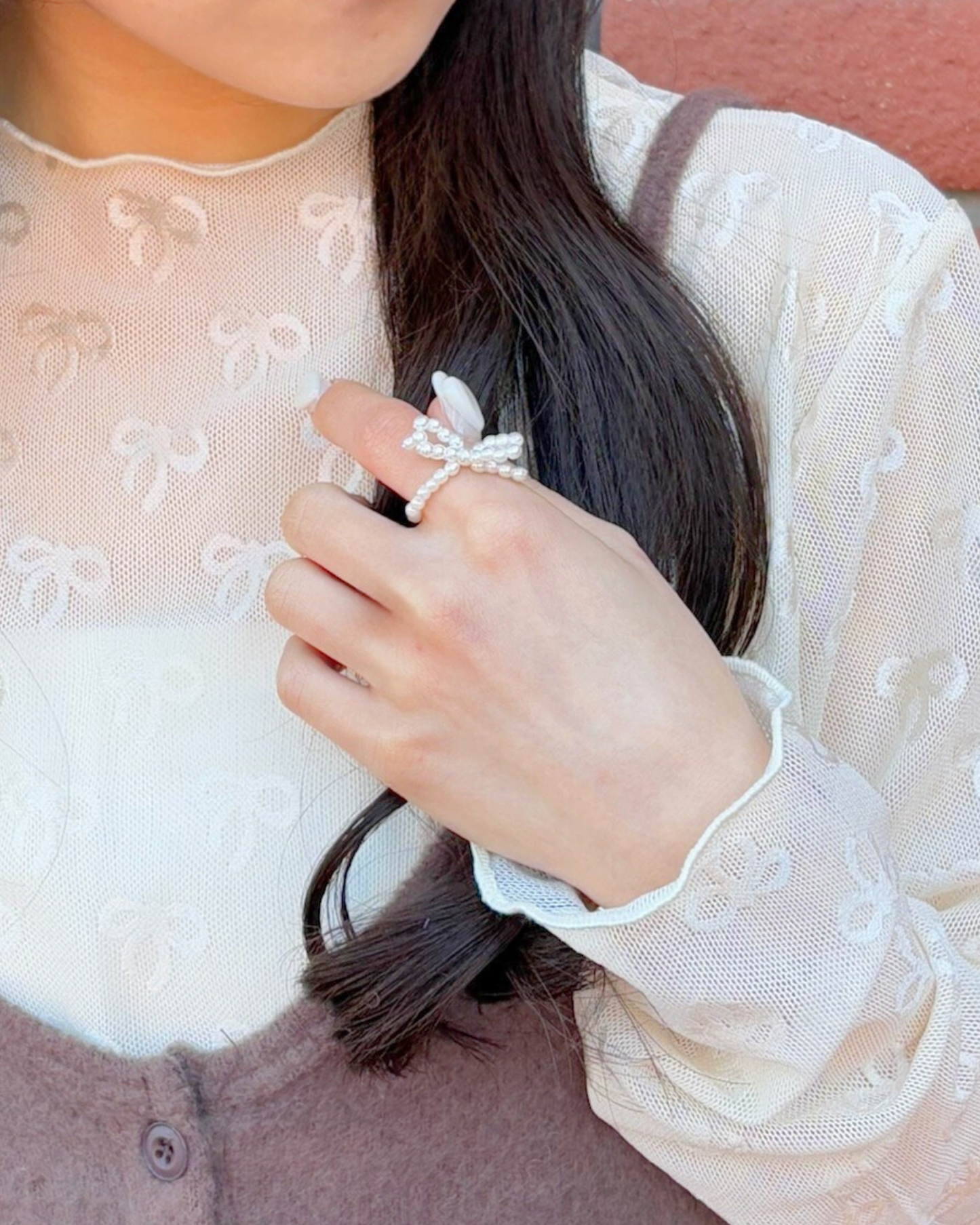 pearl ribbon ring