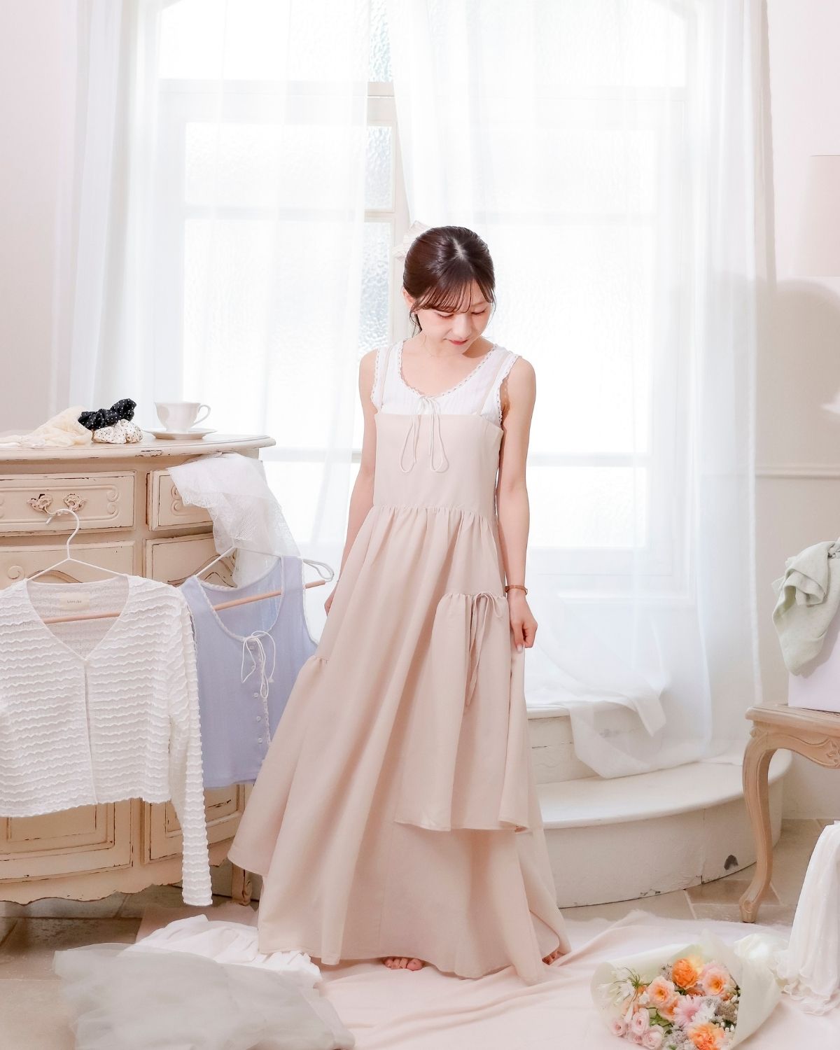 【restock】asimée tiered camisole onepiece