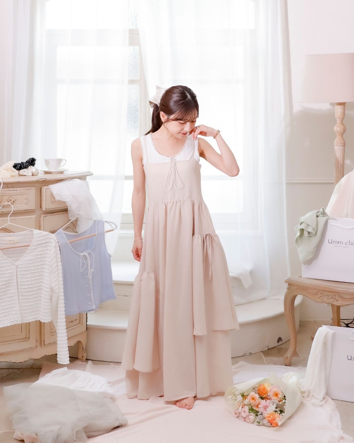 【restock】asimée tiered camisole onepiece
