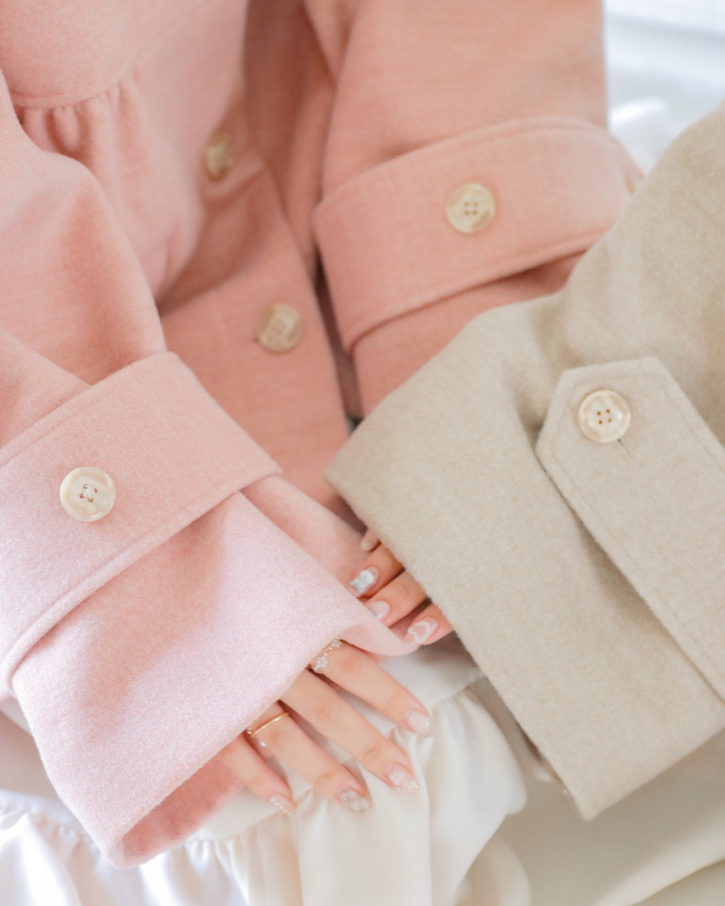 big collar over coat【natural beige】