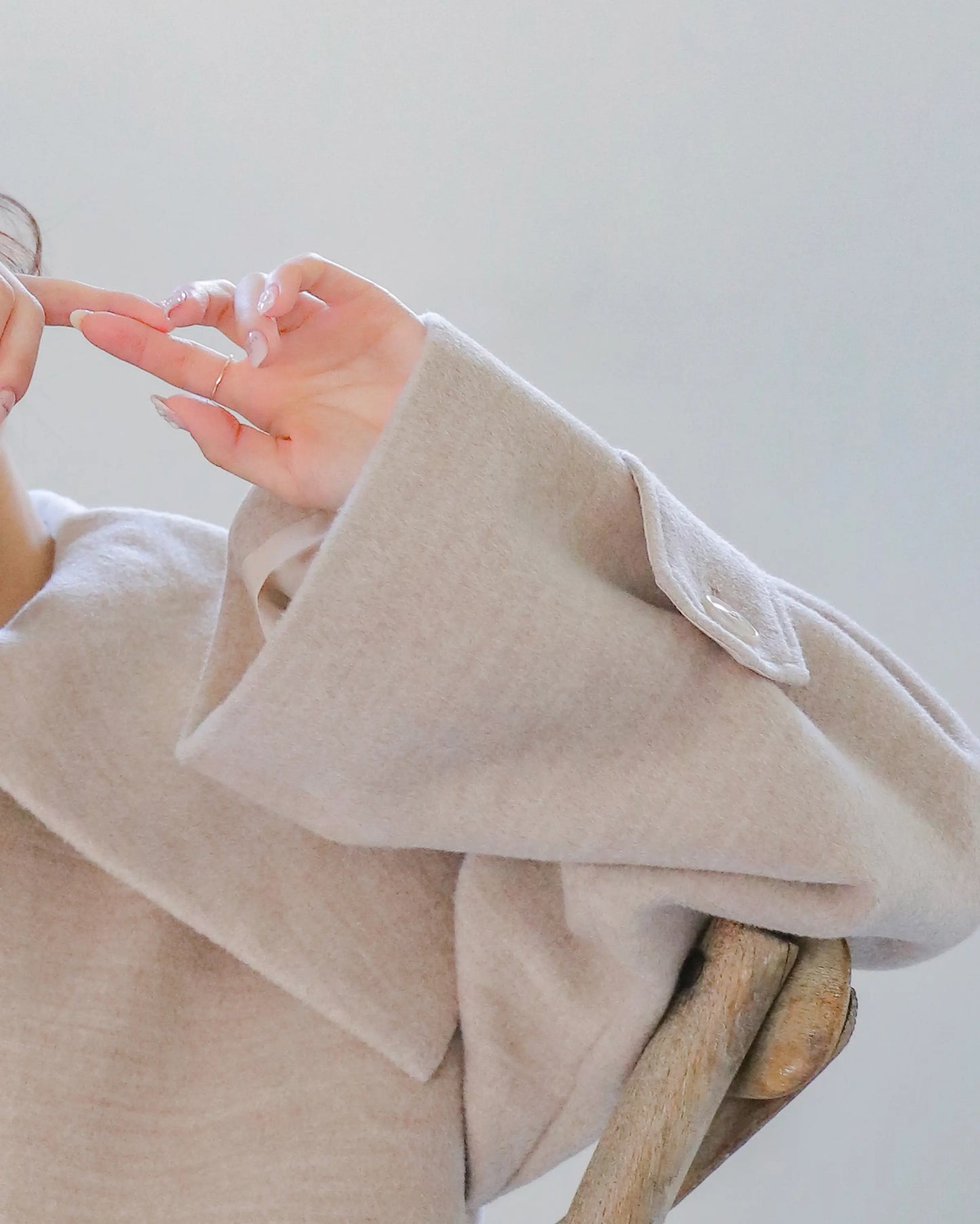 big collar over coat【natural beige】