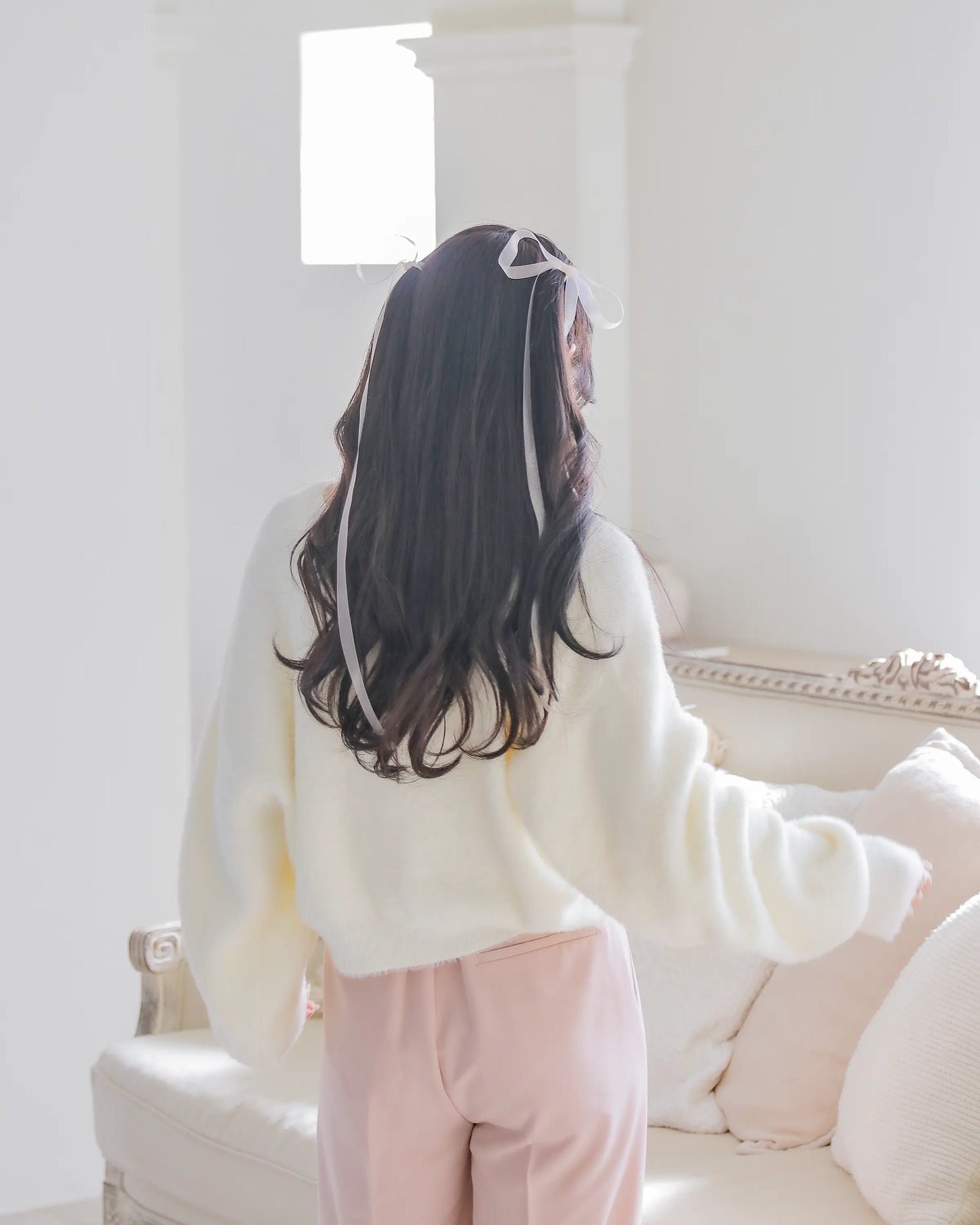 mohair short cardigan【marshmallow white】