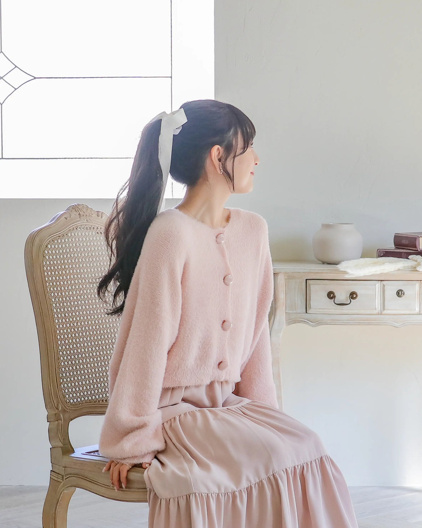mohair short cardigan【umm pink】