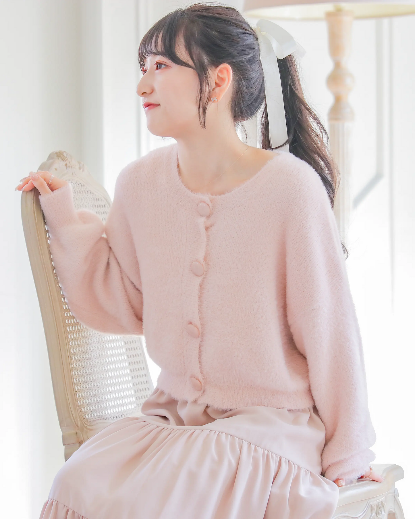 mohair short cardigan【umm pink】