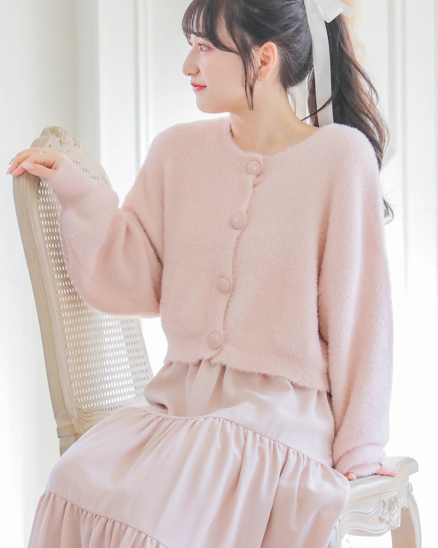 mohair short cardigan【umm pink】