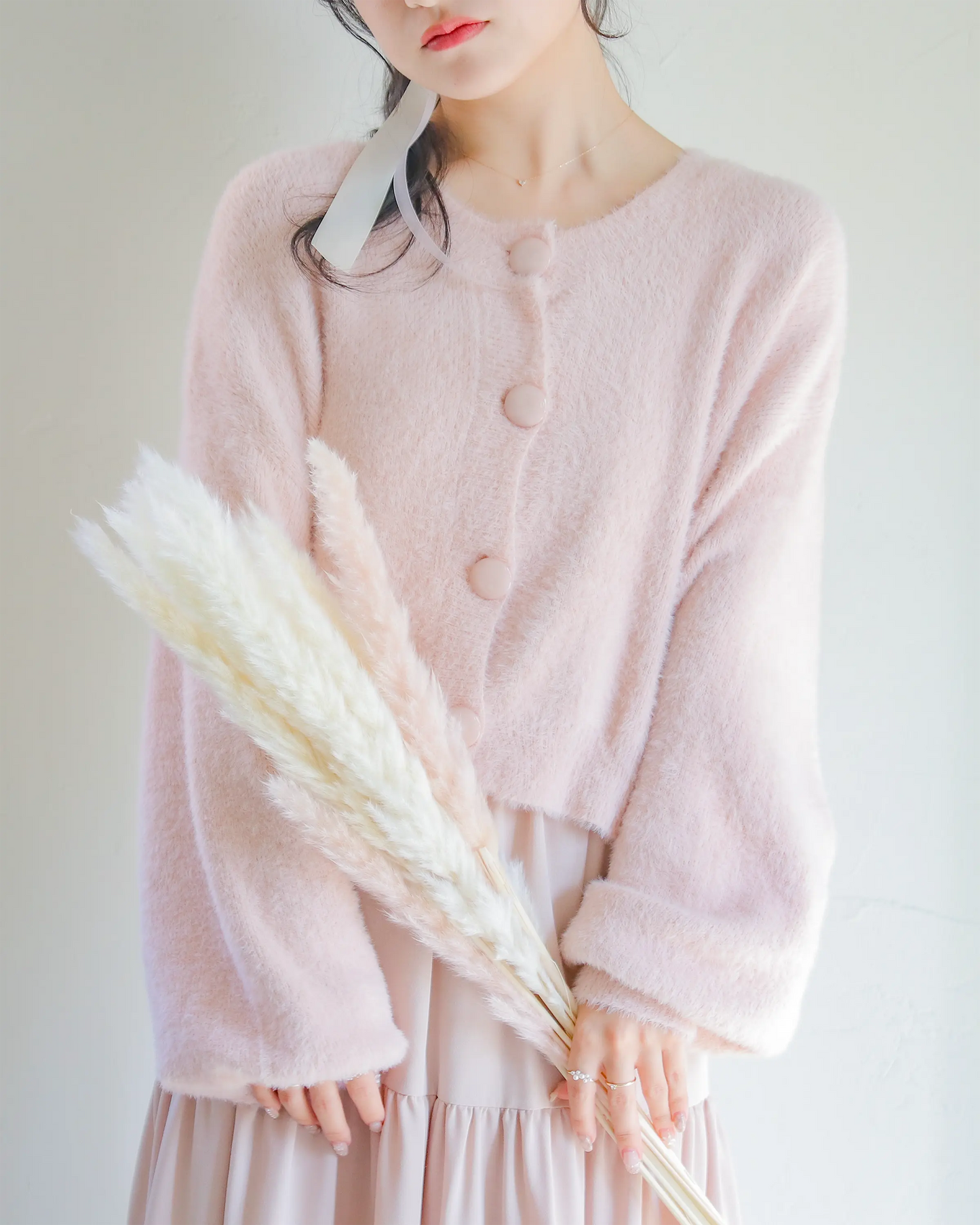 mohair short cardigan【umm pink】
