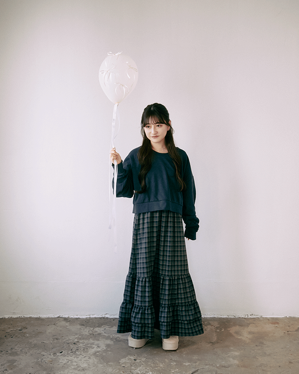 Check tiered skirt