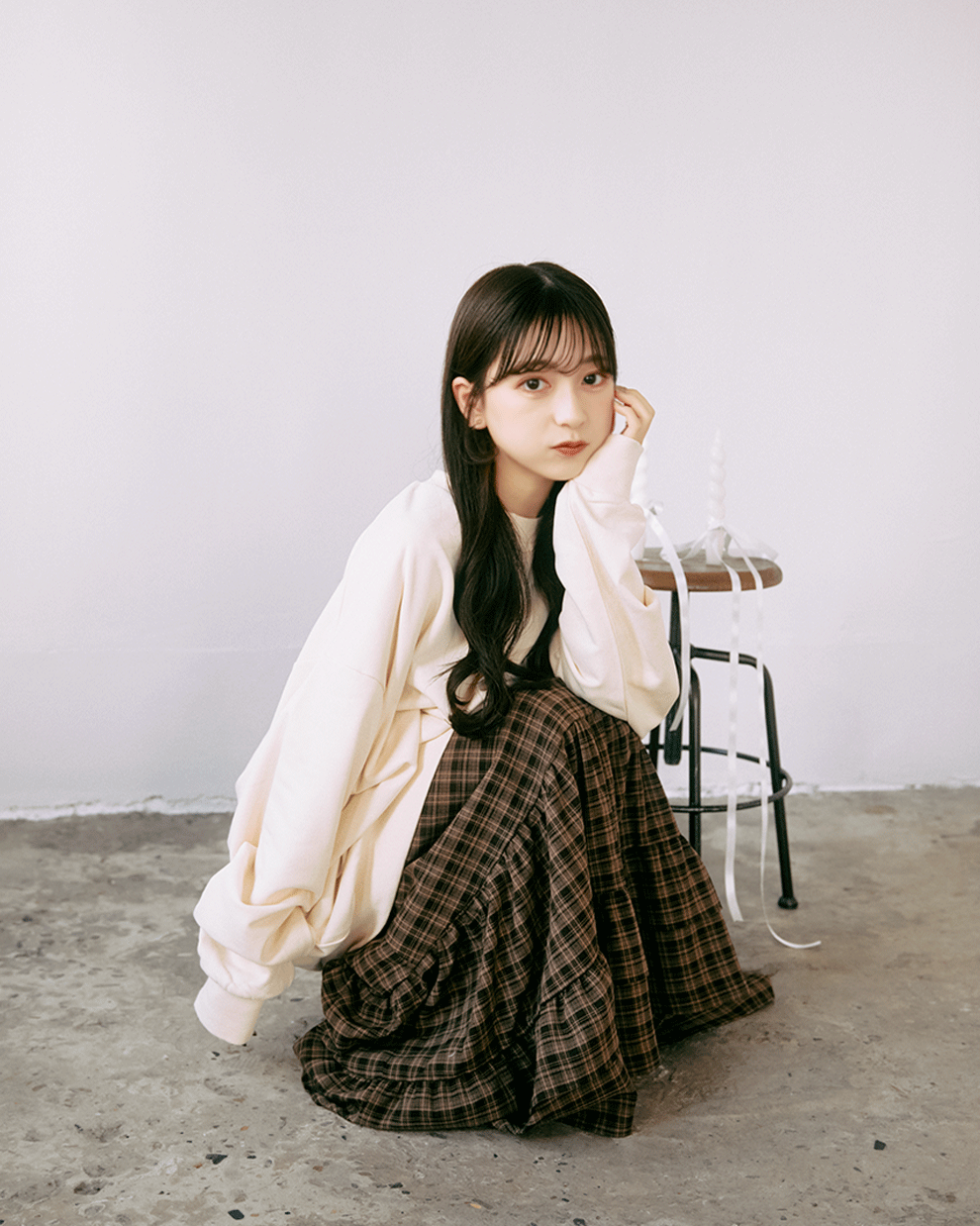Check tiered skirt