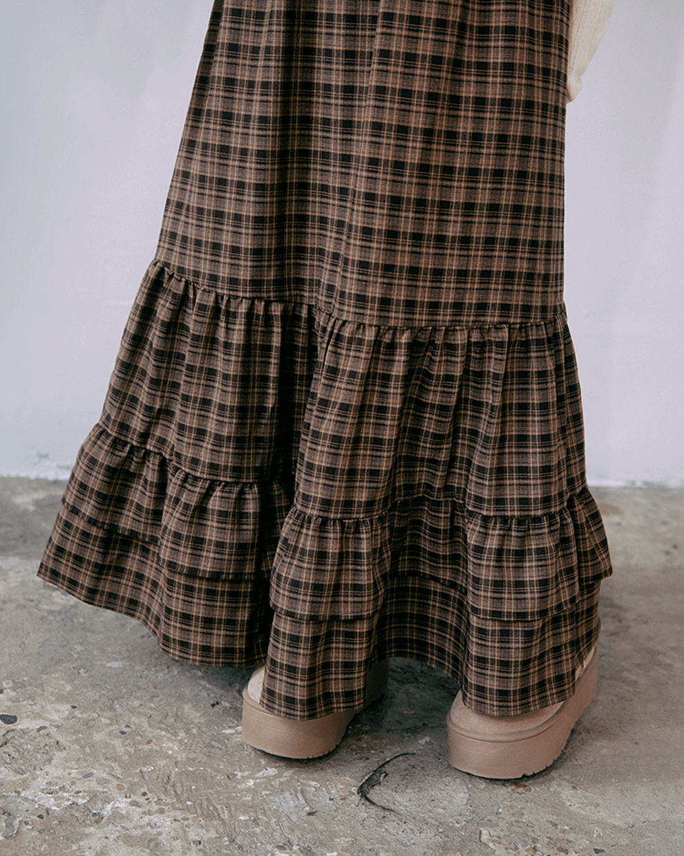 Check tiered skirt