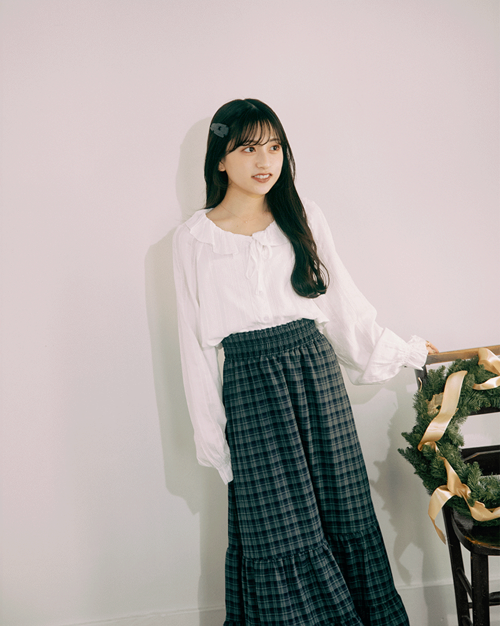 Check tiered skirt