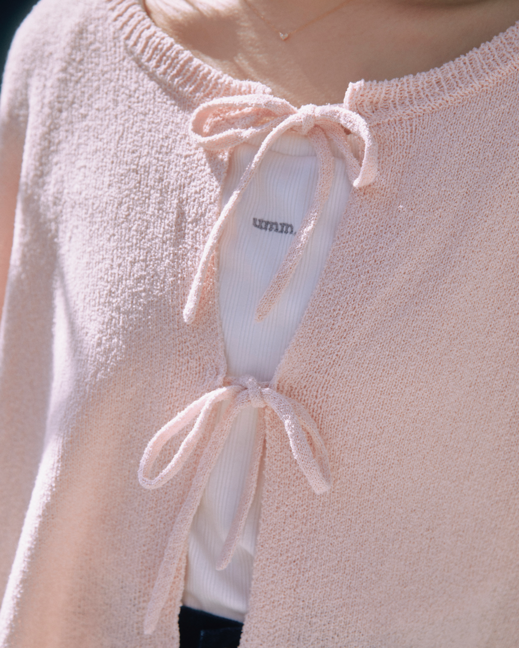 over ribbon cardigan