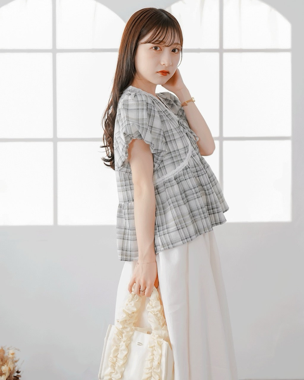 Ribbon Check Blouse