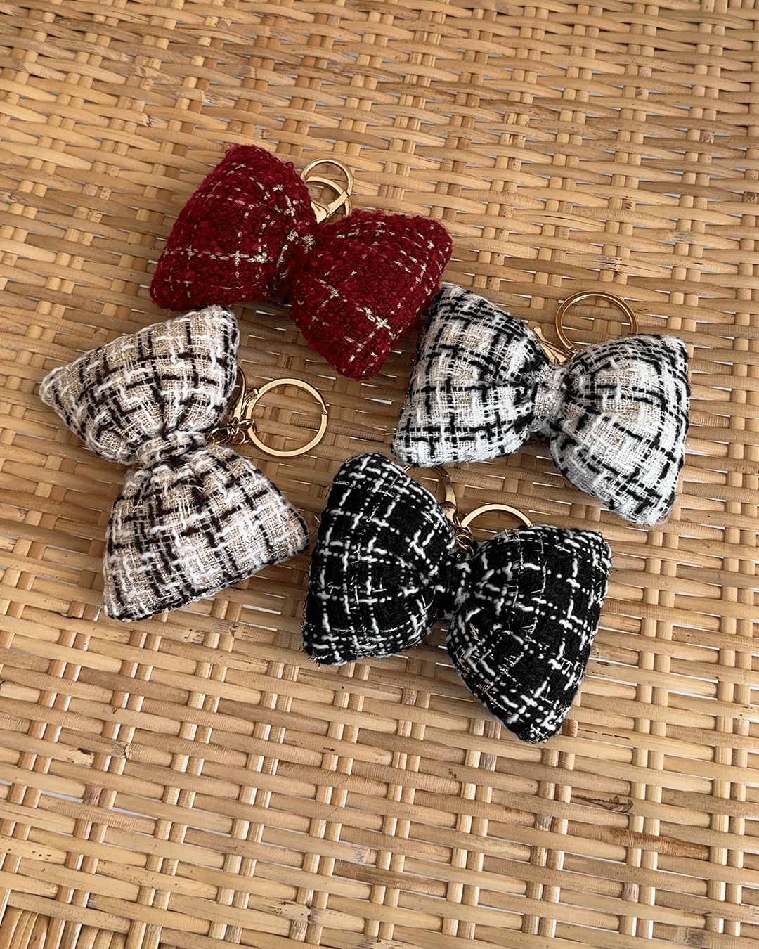 Tweed ribbon Keychain