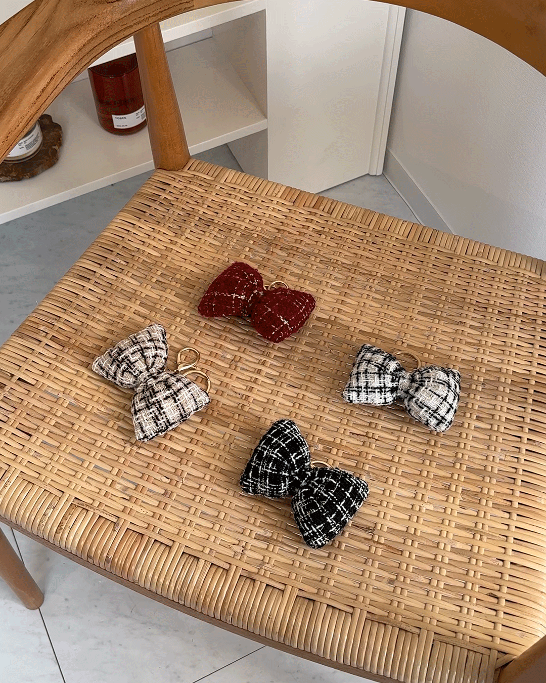 Tweed ribbon Keychain