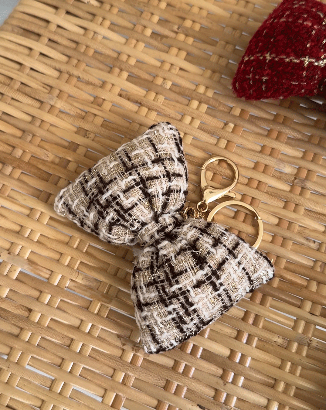 Tweed ribbon Keychain