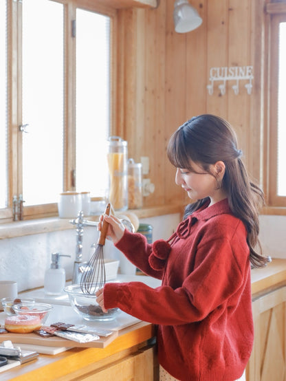 Ponpon Knit Cardigan