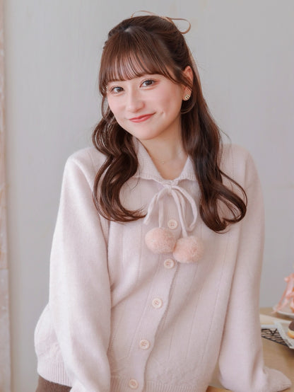 Ponpon Knit Cardigan