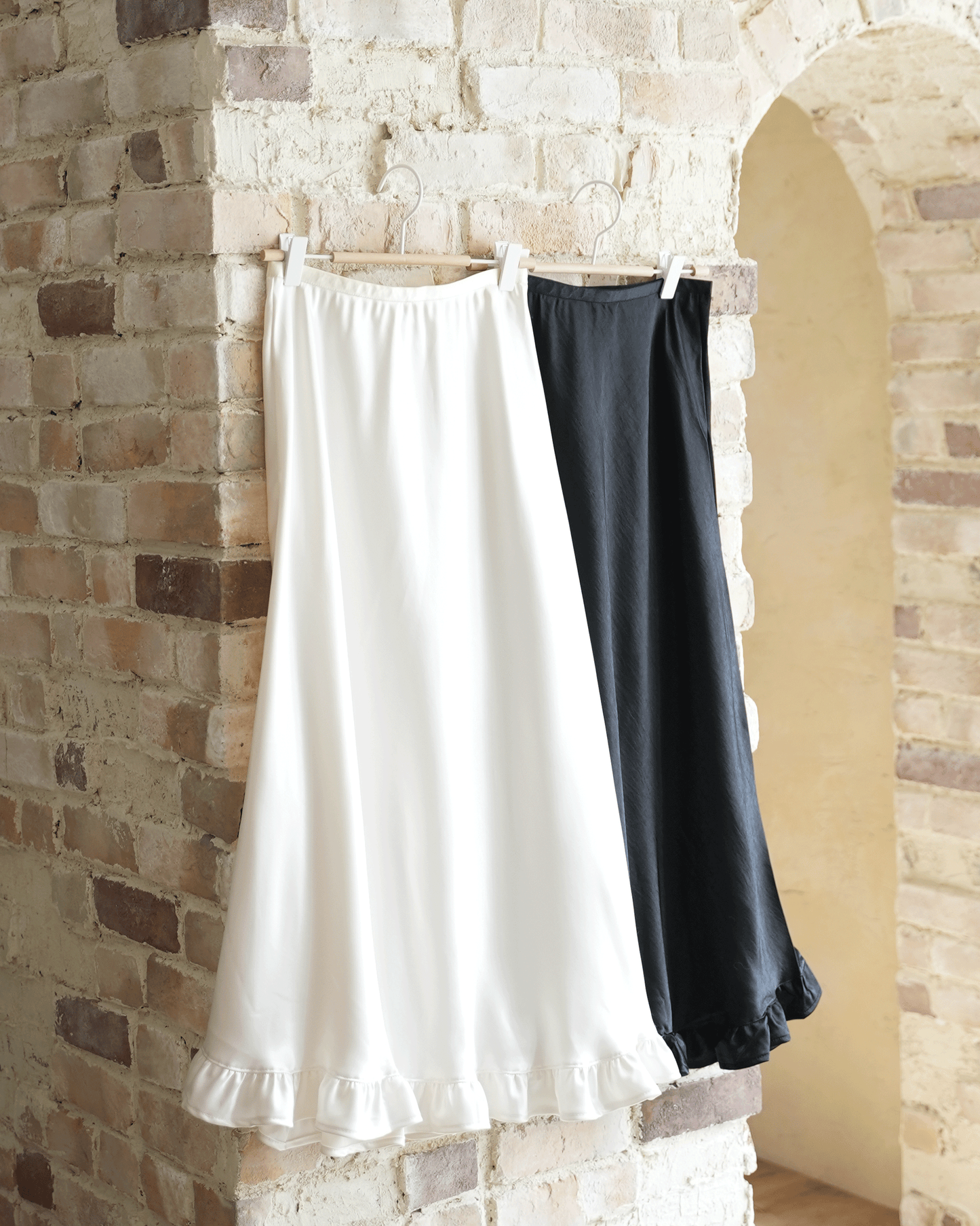 Satin flare skirt