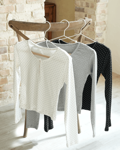 Dot henryneck tops