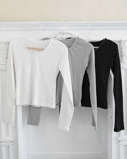 Dot henryneck tops
