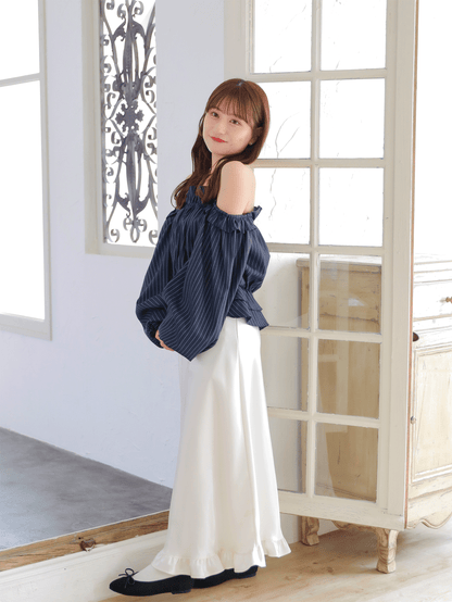 Satin flare skirt