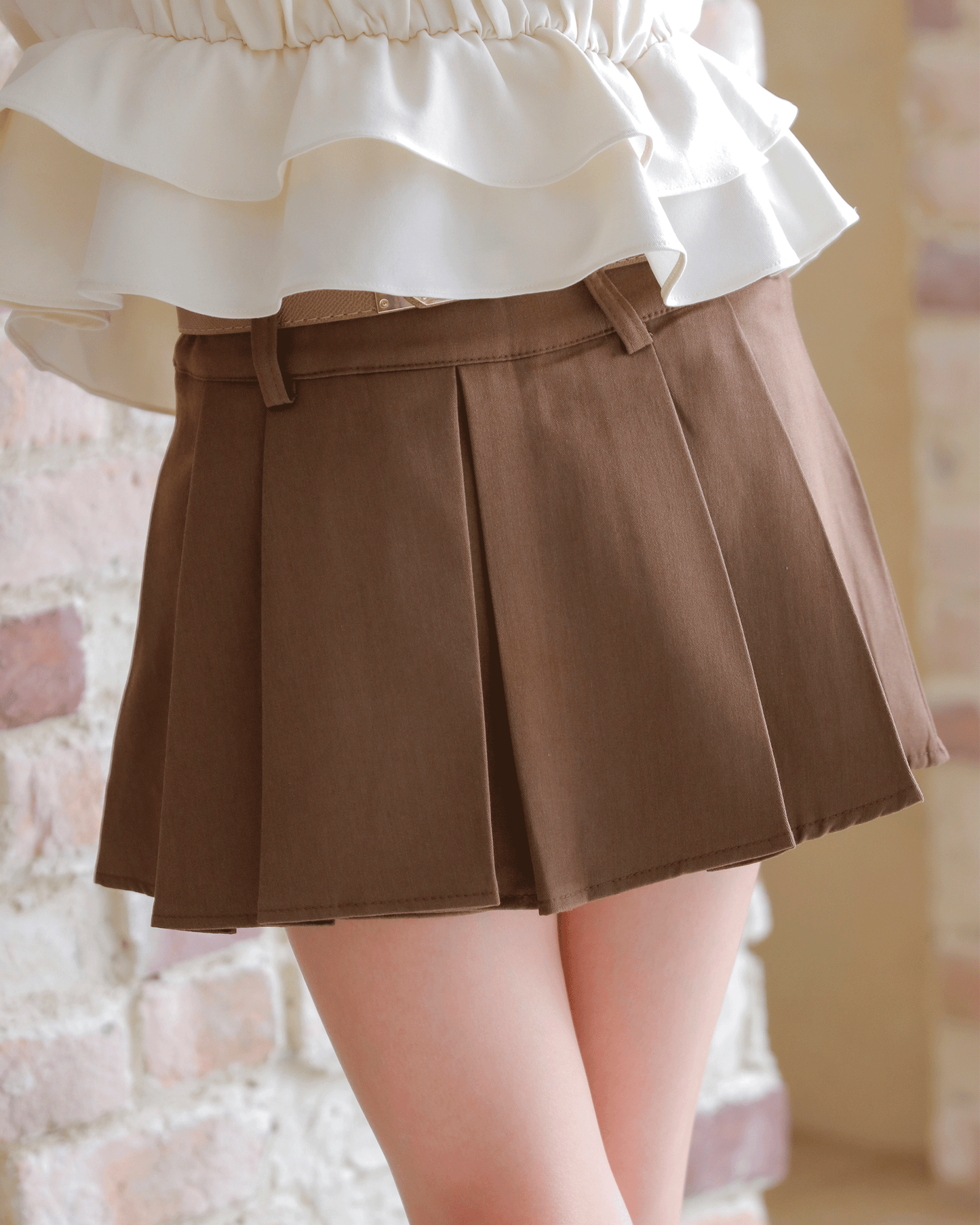 Short Pleated Skirt Pants（ベルト付き）