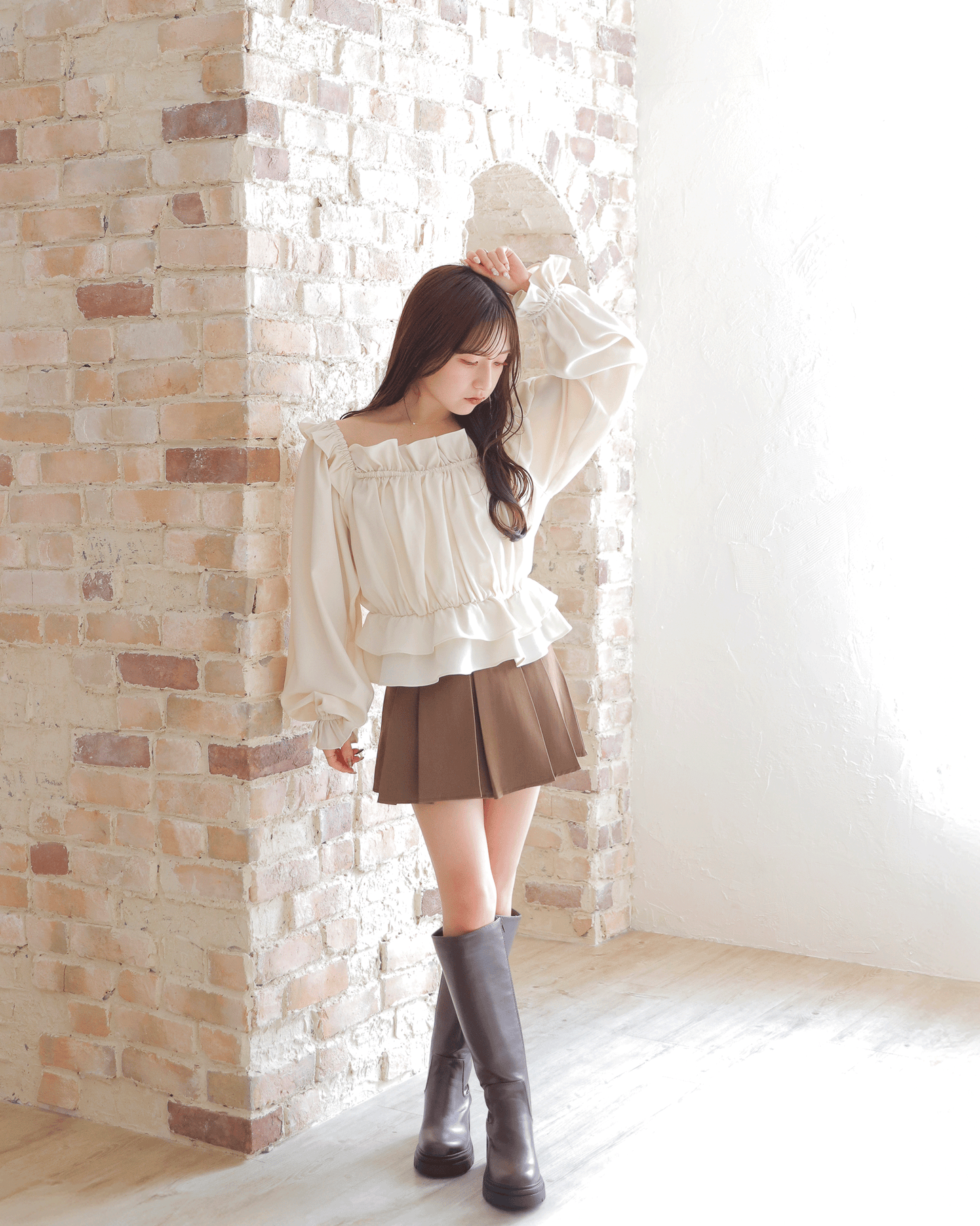 Short Pleated Skirt Pants（ベルト付き）