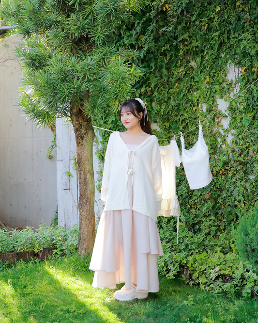 over ribbon cardigan