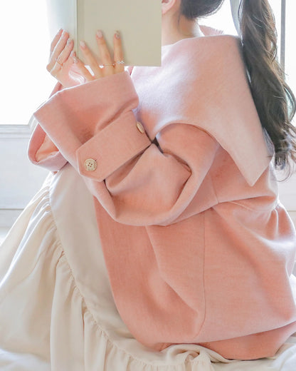big collar over coat【dull pink】