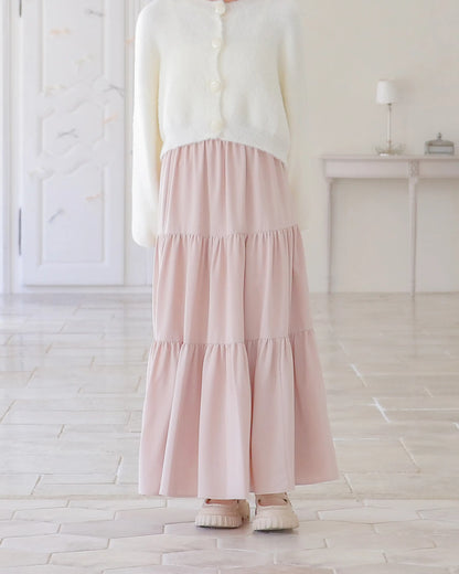 tiered chiffon skirt【pink beige】