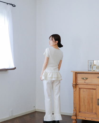 ruffled hem t-shirt
