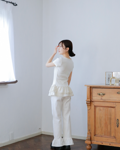 ruffled hem t-shirt