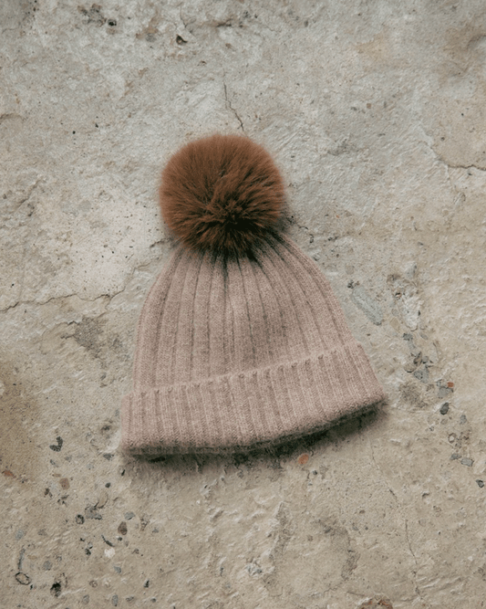 fur ponpon knit cap