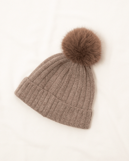 fur ponpon knit cap