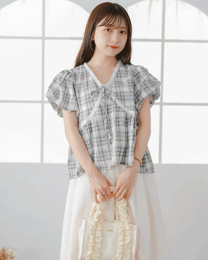 Ribbon Check Blouse