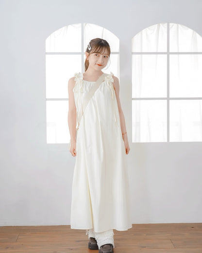 Gathered Ribbon strap Dress