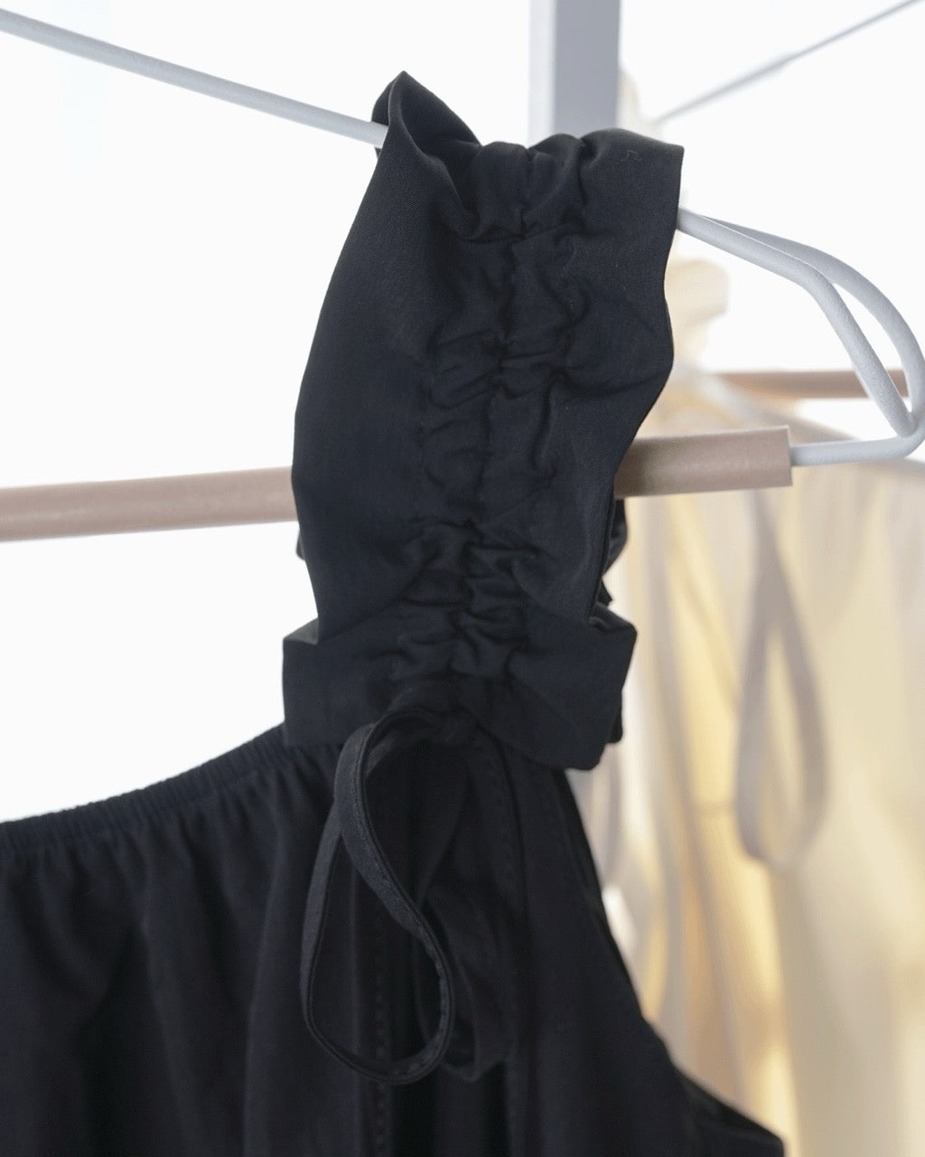 Gathered Ribbon strap Dress