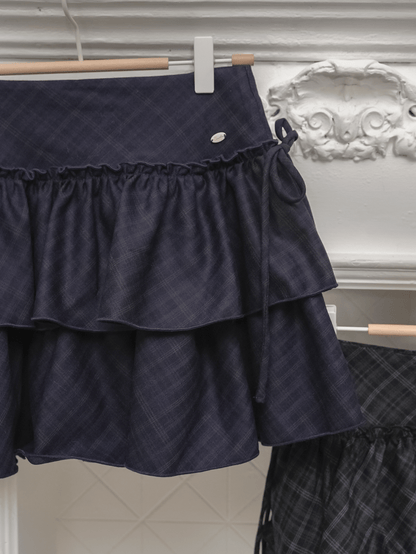 Tiered Check Frill Skirt