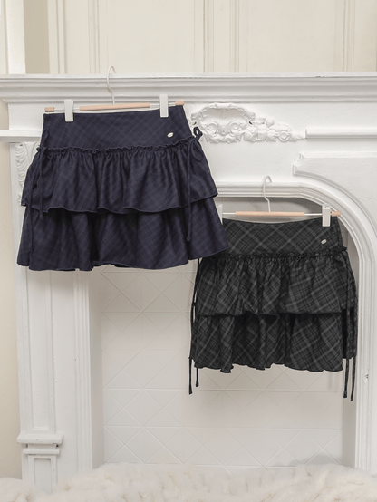 Tiered Check Frill Skirt