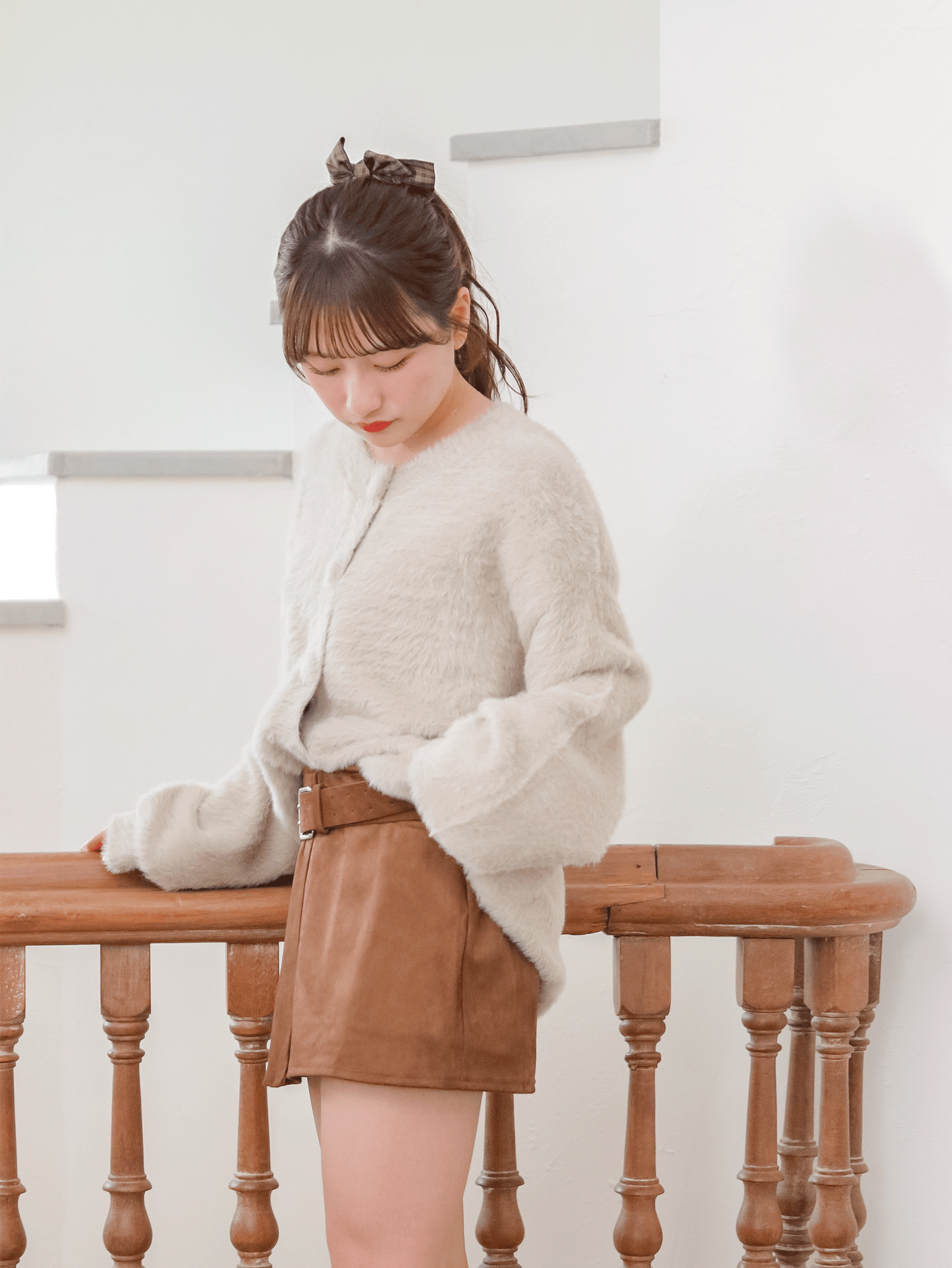 Belted Suede Wrap Skirt