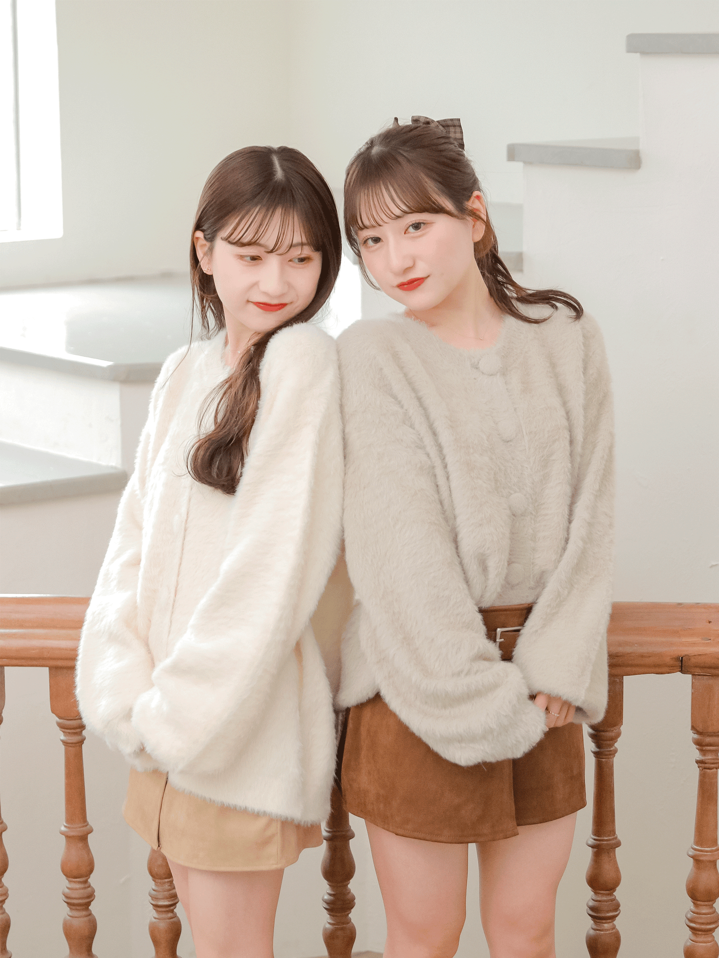 shaggy over cardigan