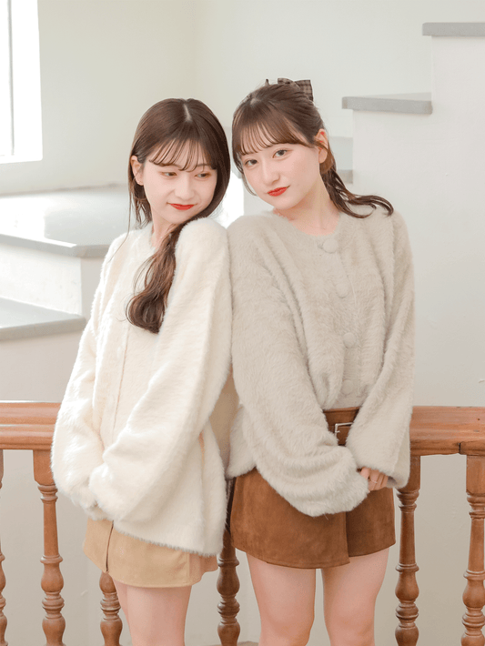 shaggy over cardigan