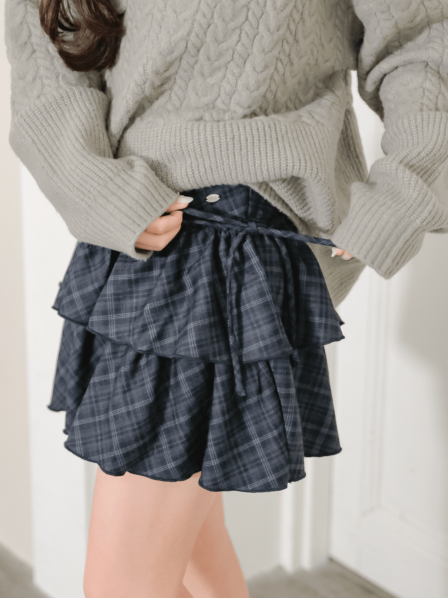 Tiered Check Frill Skirt