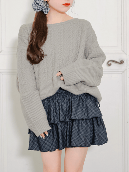 Tiered Check Frill Skirt