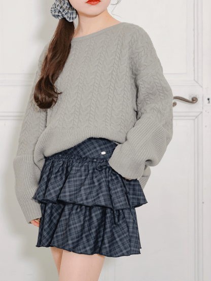 Tiered Check Frill Skirt