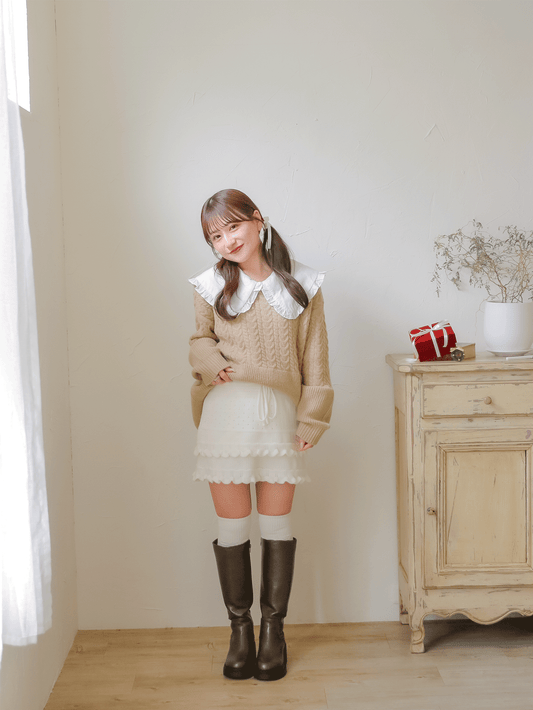 Fluffy Knit Layered Skirt