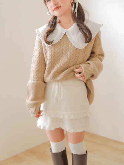 Fluffy Knit Layered Skirt