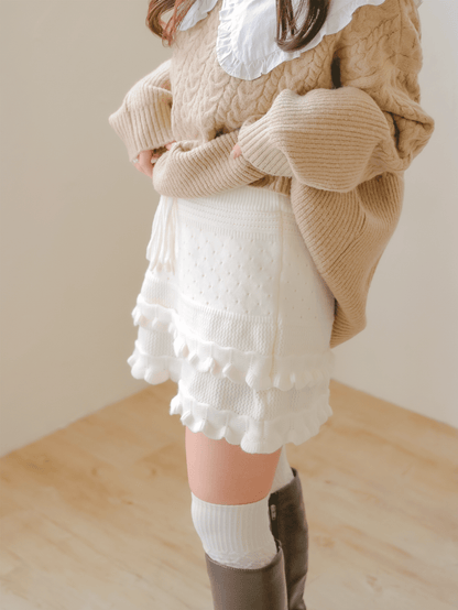 Fluffy Knit Layered Skirt